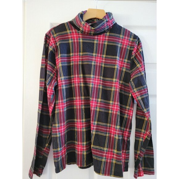 J. Crew Factory Red Plaid Tartan Turtleneck size Large Holiday Christmas Party - Picture 4 of 10